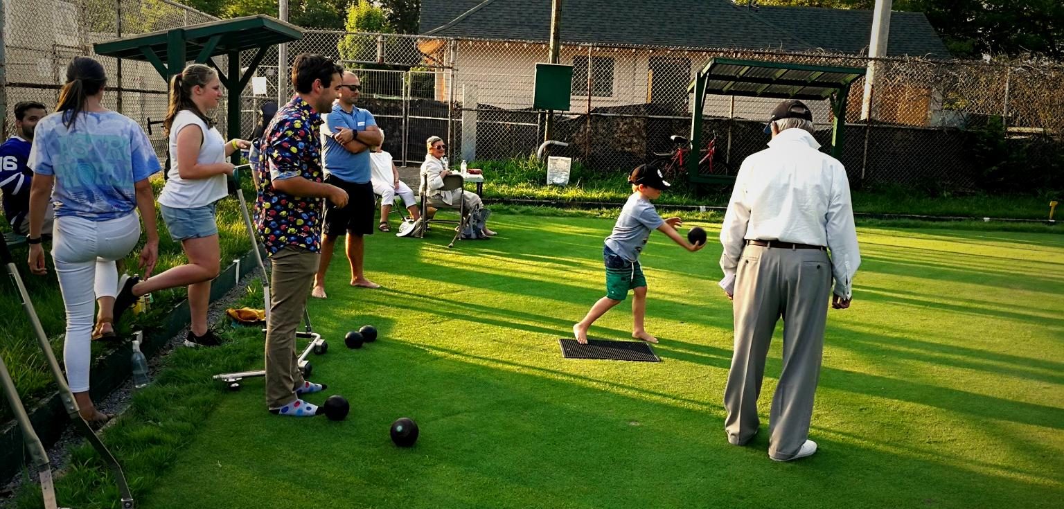 Lawn bowlers on the pitch at Moorevale Park